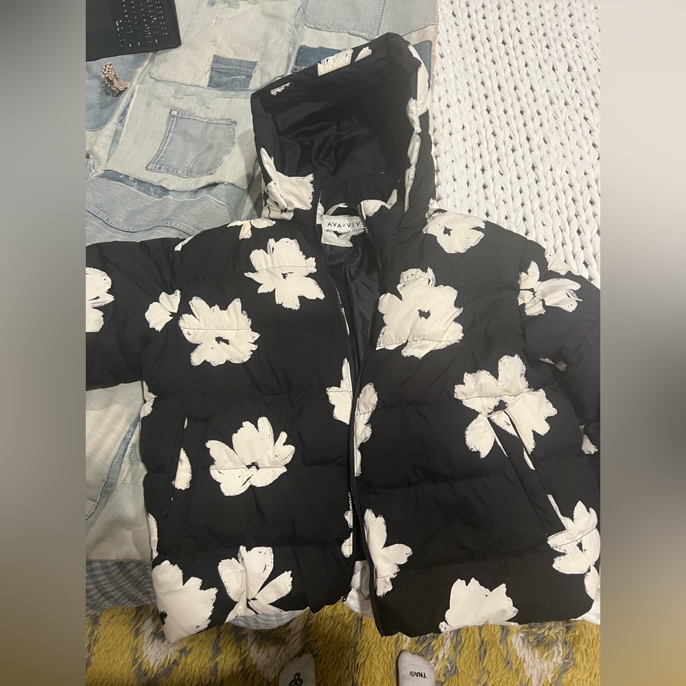 Floral puffer coat
